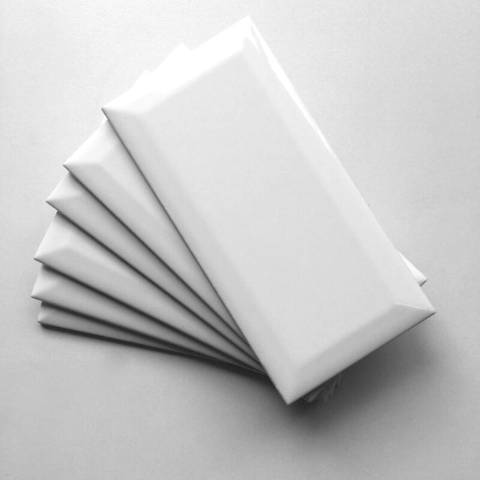 3x6 White Bevelled Subway Tile - Faiola Tile