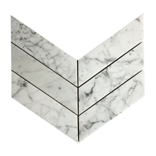 Carrara Marble Chevron 2"x6"