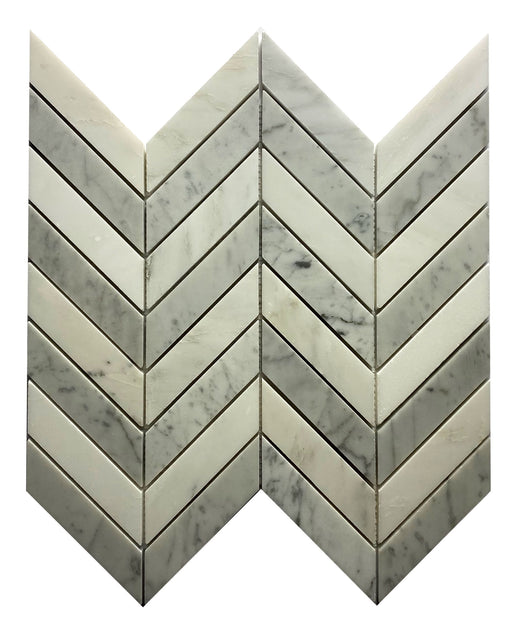 Carrara + Oriental White Chevron - Faiola Tile