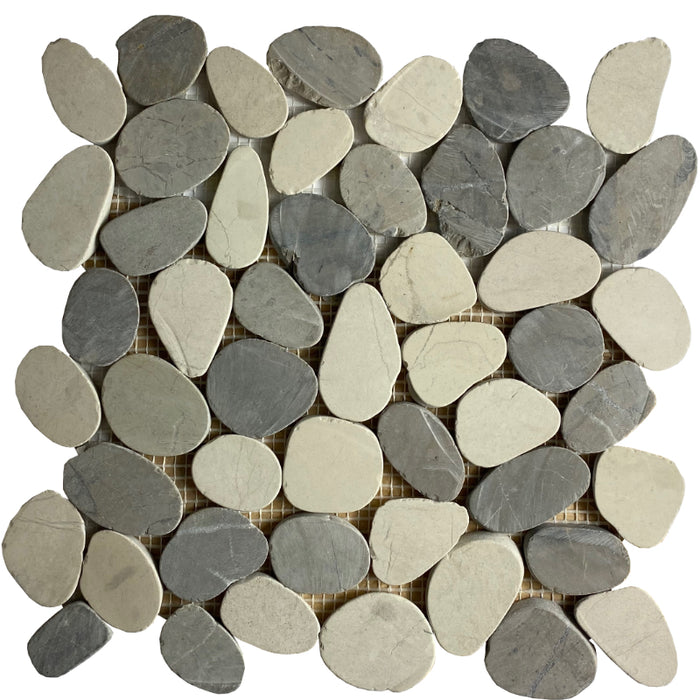Cream/Grey/White Mix Pebble Mosaic