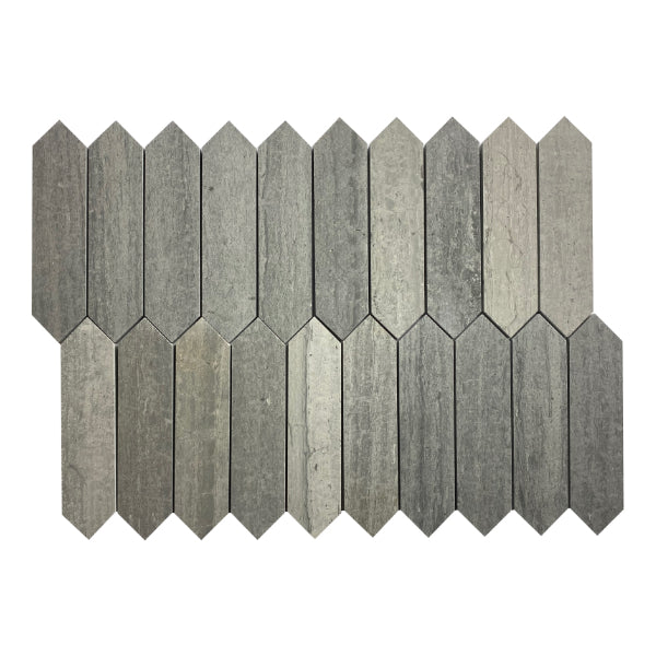 Blue Wood Elongated Marble Hexagon 2"x8"