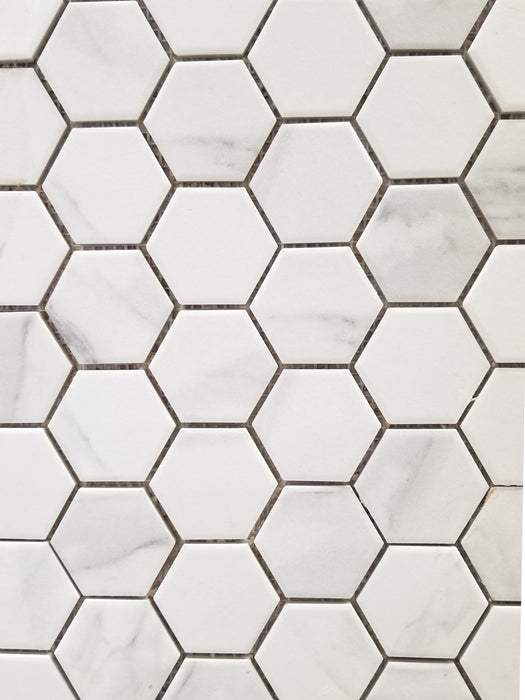 Porcelain Cararra Hexagon Mosaic - Faiola Tile