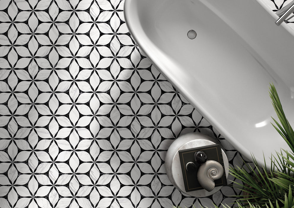 Corola Black 8"x10" Hexagon