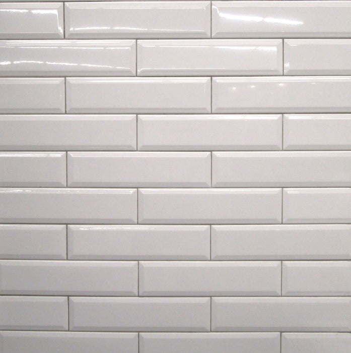 4x16 White Bevelled Subway Tile - Faiola Tile