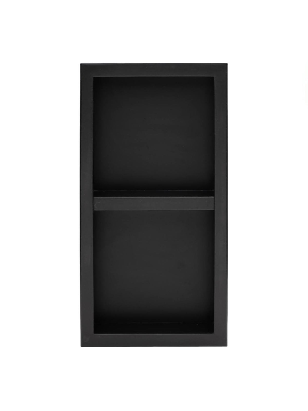 Matte Black 12"x24" Stainless Steel Shower Niche with Shelf — Faiola Tile