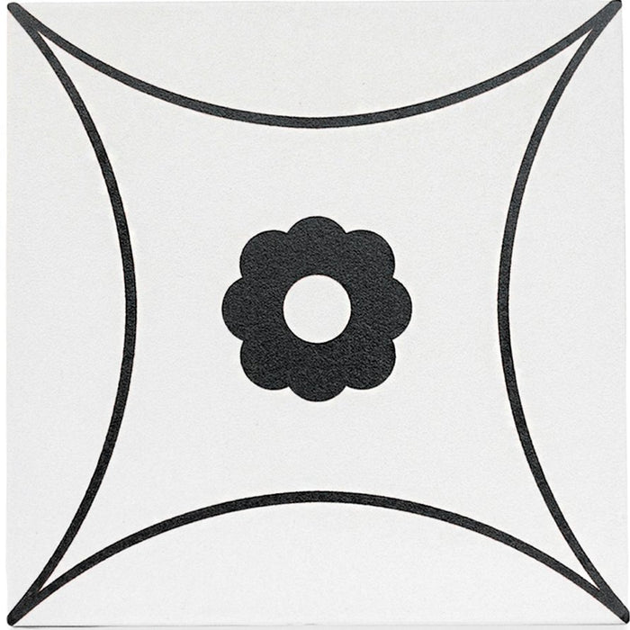 St Tropez Black Decor 8"x8" Porcelain Tile
