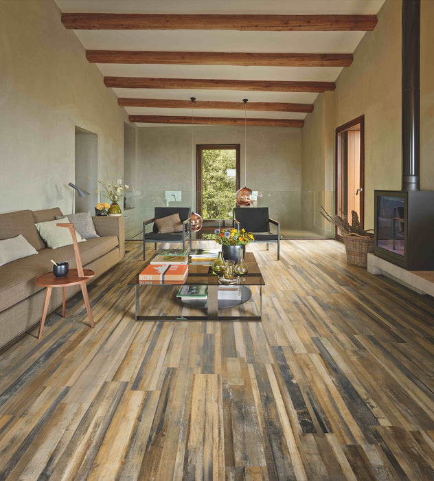 Rafters Brushed Wood Look 8"x48" - Faiola Tile